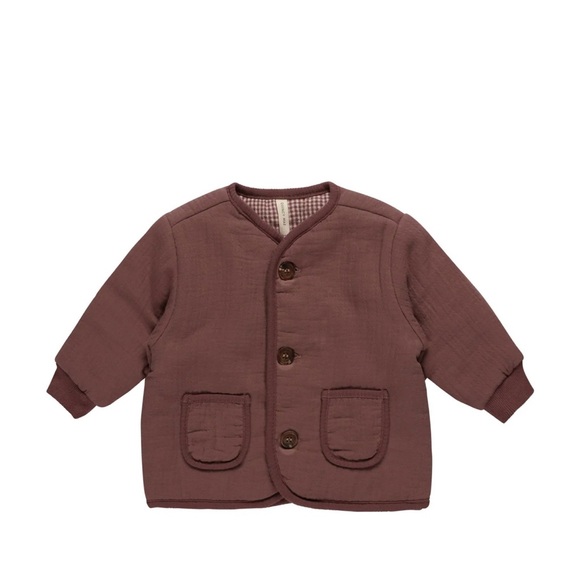 Quincy Mae Plum Quilted V-Neck Button Jacket - Picture 3 of 8